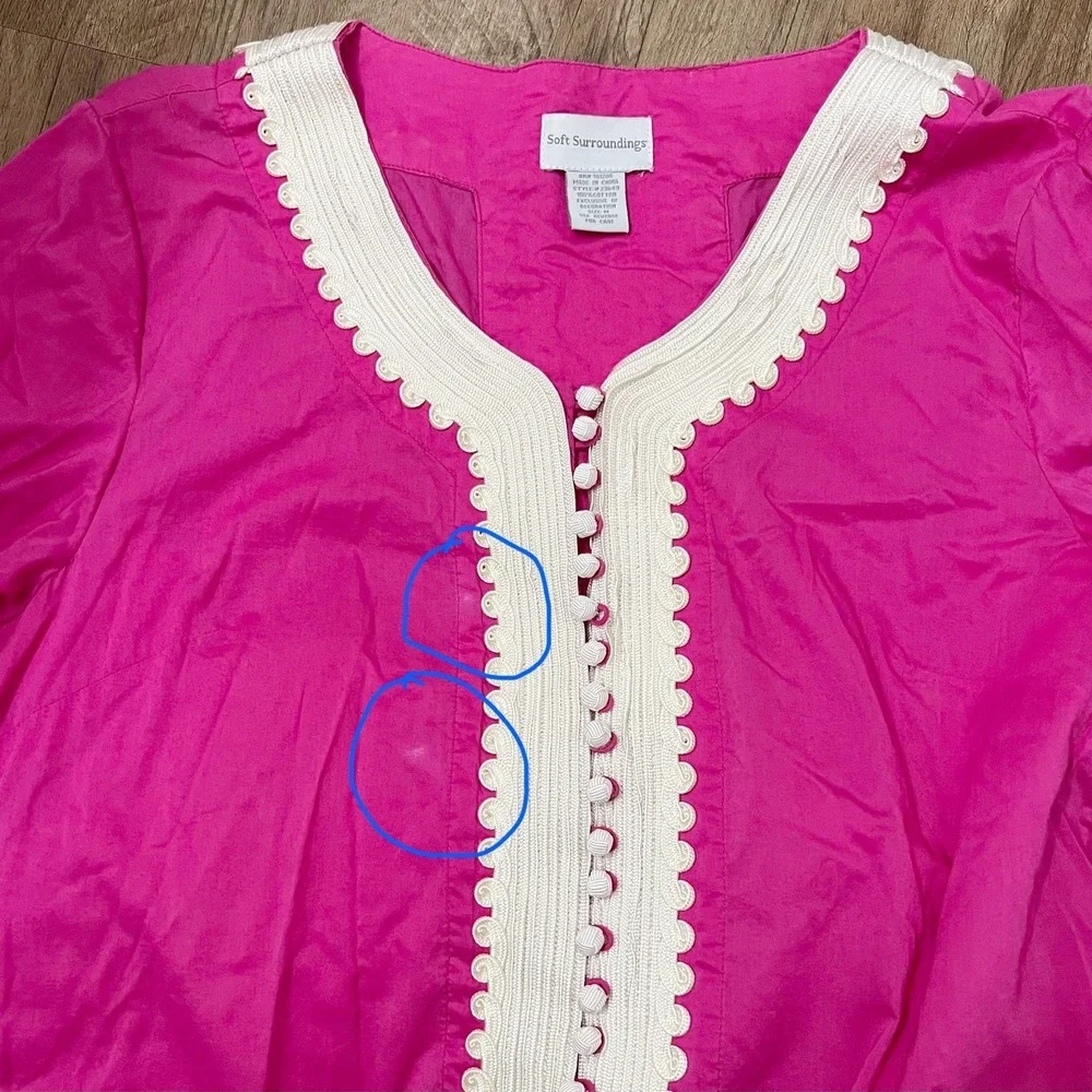 Soft Surroundings Fuchsia Maxi Dress White‎ Ornate Trim Size Medium - Picture 13 of 13